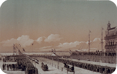 RI-1607-10 Paardenrace met arreslee op het ijs langs de Willemskade.