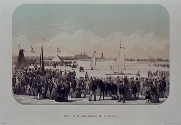 RI-1607-7 Februari, 1855.Zeilwedstrijd op het ijs, met ijsschuitjes.
