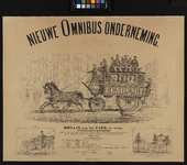 RI-1645 Reclame (affiche) van de Nieuwe Omnibusonderneming met het rijtuig van de Hoflaan naar het Park.