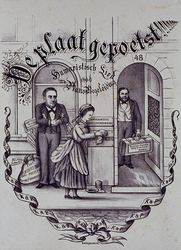 RI-1715 1879 Spotprent op Pincoffs, met afbeelding van L. Pincoffs en H.P. Kerdijk.Humoristisch lied: De plaat gepoetst 