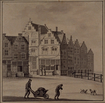 RI-258 Gezicht op de Kaasmarkt, Lamsteeg en Melkmarkt uit het noordoosten, omstreeks 1660