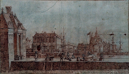 RI-576 De Oude Hoofdpoort en het Admiraliteits Hof anno 1711.