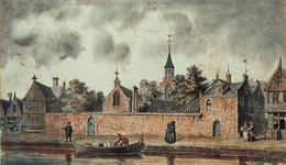 RI-682 Het Minder- of Cellebroeders Klooster aan de Delftsevaart bij de Broedersteeg omstreeks 1530.