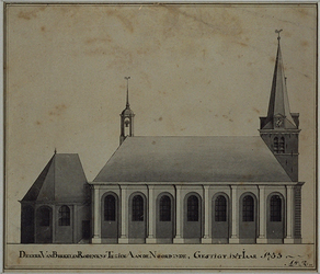 RISCH-103A De kerk van Berkel en Rodenrijs te zien aan de Noordzyde, Gestigt in 't Jaar 1733'