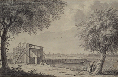 RISCH-113 Sluisje bij de Oranje Boom aan de Rotte anno 1759, waarschijnlijk Berg- en Broekse Verlaat.
