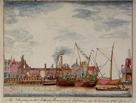 RISCH-175 De brand van het zee magazijn van de Oost-Indische Compagnie in Delfshaven op 13 september 1746.