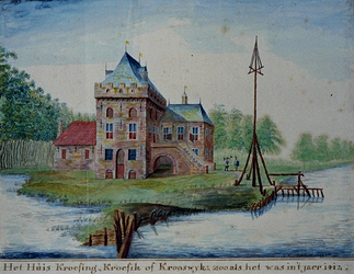 RISCH-51 Huis te Krooswijk anno 1412, aan de Linker Rottekade.