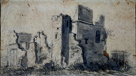 RISCH-76-A De ruïne van Huis Kranenburgh in Schieland anno 1573.