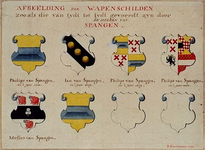 RISCH-92 Afbeelding van wapenschilden van de heren van Spangen.