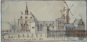 V-86 De Oostpoort van de Lange Warande te zien anno 1757.
