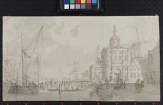 VII-250 De Leuvehaven met rechts daarvan de Wester Nieuwe Hoofdpoort of Wittepoort, gezien vanaf de westzijde van de ...