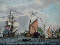 VII-295 Nieuwe Maas.Admiraliteitsjacht voor de Ooster Oude Hoofdpoort.