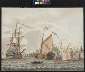 VII-295 Nieuwe Maas.Admiraliteitsjacht voor de Ooster Oude Hoofdpoort.
