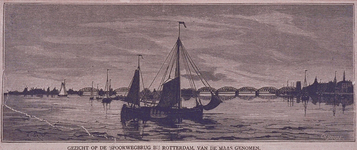 VII-322 Gezicht op de Spoorwegbrug en de Koningshaven, vanaf de Maas.