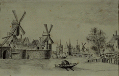 VIII-116 Pompenburgsingel met op de achtergrond de Hofpoort en de Delftse Poort, links de Pompenburg.