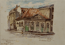 XII-100 Gezicht op het brandspuithuisje aan het Grotekerkplein, uit het zuidoosten.