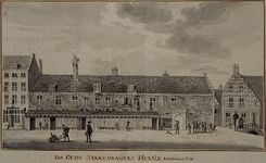 XII-102-02-01 Het oude Zakkendragershuisje aan de Nieuwemarkt, dit is afgebroken in 1759.