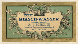 XII-F16-227 Etiket 'Echt Kirsch-Wasser' uit het etikettenboek, waarin de etiketten zijn geplakt, zoals die zijn gevoerd ...