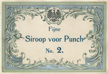 XII-F16-241 Etiket 'Fijne Siroop voor Punch' uit het etikettenboek, waarin de etiketten zijn geplakt, zoals die zijn ...
