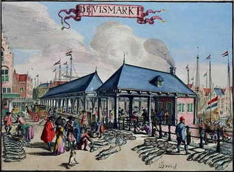 XIV-54 Gezicht op de Zeevismarkt bij de Blaak, uit het westen.