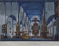 XVIII-114 Het interieur van de Grote Kerk, gezicht naar het orgel.