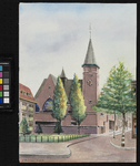XVIII-221-03 Gereformeerde kerk in de Tidemanstraat, gezien uit het noorden.