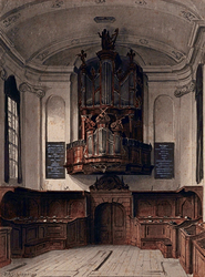 XVIII-228 Het orgel in de Doopsgezinde Kerk, gezien uit het zuiden.