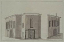 XVIII-231-01 Front en zijgevels van de Doopsgezinde kerk aan de Sint-Laurensstraat.