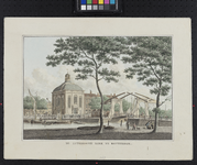XVIII-287 De Evangelisch Lutherse Kerk aan de Wolfshoek en de Houtbrug over de Blaak.