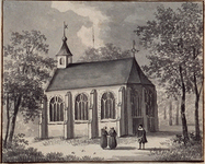 XVIII-386 Gezicht op de Sint Andrieskerk aan het Rodezand.
