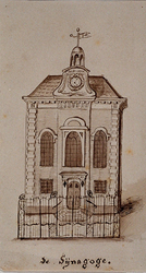 XVIII-414 Voorgevel van de synagoge aan de Boompjes.