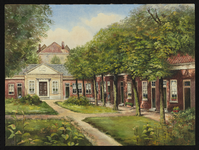 XX-87 Binnenplaats van het hofje Uit Liefde en Voorzorg aan de Schiedamsesingel - Schiedamse Vest, gezien uit het oosten.