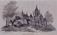 XXIX-22 Gezicht op het kasteel aan de Kerkstraat te Hillegersberg en de kerk, anno 1350.