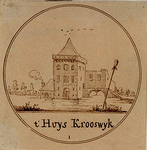 XXIX-32 Het Huis te Crooswijk c. 1412. Ook bekend als het Duifhuis, vernoemd naar het duifsteen waarmee de woontoren ...