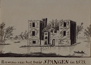 XXIX-56 De ruïne van het huis te Spangen anno 1573.
