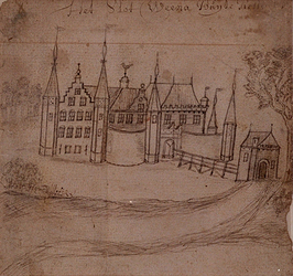 XXIX-63 Gefantaseerde voorstelling van het slot Weena buiten Rotterdam omstreeks 1400.