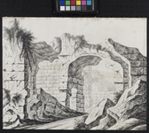 XXIX-64-1 Gefantaseerde voorstelling van de ruïne van het Hof van Weena aan de oostzijde.