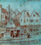 XXV-108 Quakernaat 1661 Rij huizen aan de Botersloot.