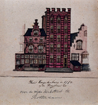 XXV-333-1 Detail van het huis Engelenburg in 1772 op de Hoogstraat.2 tekeningen op één karton: XXV 333-1 en -2