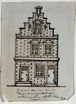 XXV-673 Voorgevel van een huis aan de Vissersdijk, oosthoek Nieuwsteeg.3 tekeningen op één karton: XXV 672, 673 en 674.