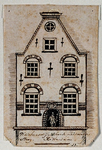 XXV-674 Voorgevel van een huis aan de Vissersdijk, westhoek Zijlsteeg.3 tekeningen op één karton: XXV 672, 673 en 674.