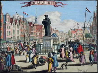 XXVI-1 Gezicht op het standbeeld Erasmus aan de Grotemarkt.