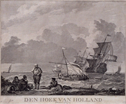 XXVIII-10-01 Gezicht op de Brielse Maas met schepen tussen de Hoek van Holland en Den Briel.