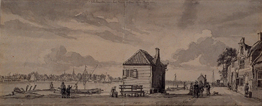 XXXI-305 Bij het Kralingse veer, in de verte het dorp IJsselmonde op 12 september 1750.