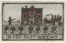 XXXI-332-3 Voorgevel en gevelsteen van de herberg In den Rustwat aan de Honingerdijk te Kralingen.3 tekeningen op één ...