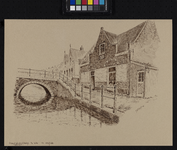 XXXI-424-01 Gezicht op het brugwachtershuisje aan de Schie te Overschie anno 1657, bij de Hogebrug, uit het zuidwesten.