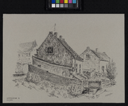XXXI-469-03 Gezicht op de achterzijde van huizen in de Dorpsstraat en de toren van de Ned.Herv.Kerk, vanaf de ...