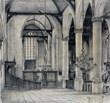 XXXI-883-04 Het interieur van de Sint-Janskerk, vanuit het zijschip op het koor.