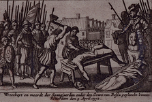 XXXIII-5A 9 april 1572De soldaten van Bossu begaan wreedheden na verovering van de stad Rotterdam.