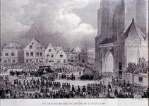 XXXIII-61-2 Grote Markt Delft.Rouwstoet begrafenis van Koning Willem II.